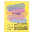 Load image into Gallery viewer, Yellow reusable cleaning cloth with colorful wavy stripes from brave beautiful bestie bitch bring it eco greeting card sponge cloths