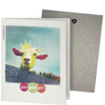 Load image into Gallery viewer, Clards eco-friendly greeting card - a goat wearing a crown and 'you goat girl' text, - turns into 2 reusable sponge cleaning cloths on a white background.
