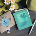 Load image into Gallery viewer, Teal fungi frog eco greeting card that turns into swedish sponge cloths and is microwave safe for cleaning