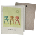 Load image into Gallery viewer, Clards eco-friendly greeting card - Mid-mod Three Chairs - turns into 2 reusable sponge cleaning cloths. clards.com