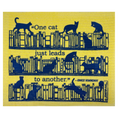 Load image into Gallery viewer, One Cat Just Leads to Another Hemingway quote yellow colored Swedish dishcloth from Soakitup.shop