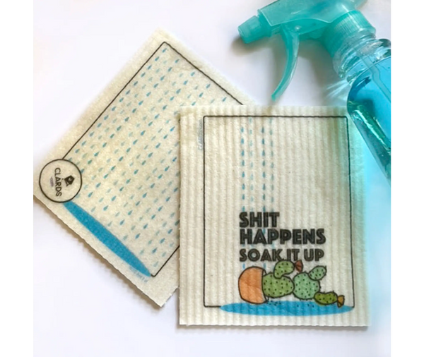 Sh*t Happens Soak iT Up Cactus Clards—Greetings that Clean