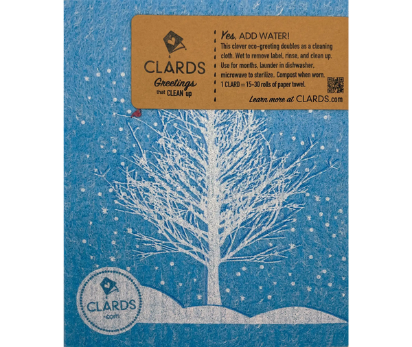 Snowy Red Cardinal Clards—Greetings that Clean Up - Greeting