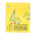Load image into Gallery viewer, Yellow reusable cleaning cloth with geometric sailboat design for eco holiday greeting and cleaning cloths use