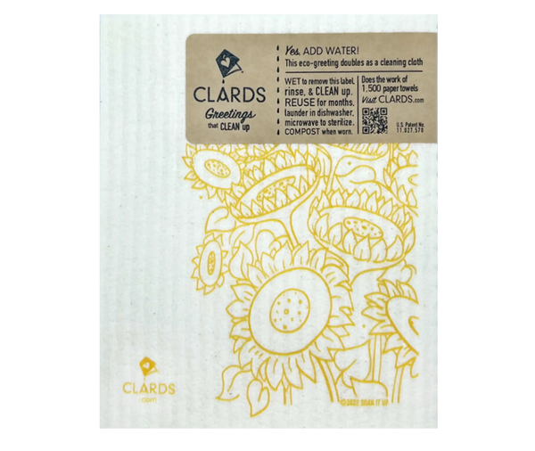 Status Crow with Sunflowers Clards—Greetings that Clean Up -