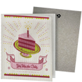 Load image into Gallery viewer, Clards eco-friendly greeting card - cake illustration and text 'You take the cake' - turns into 2 reusable sponge cleaning on a white background