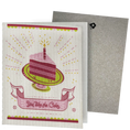 Load image into Gallery viewer, Clards eco-friendly greeting card - cake illustration and text 'You take the cake' - turns into 2 reusable sponge cleaning on a white background