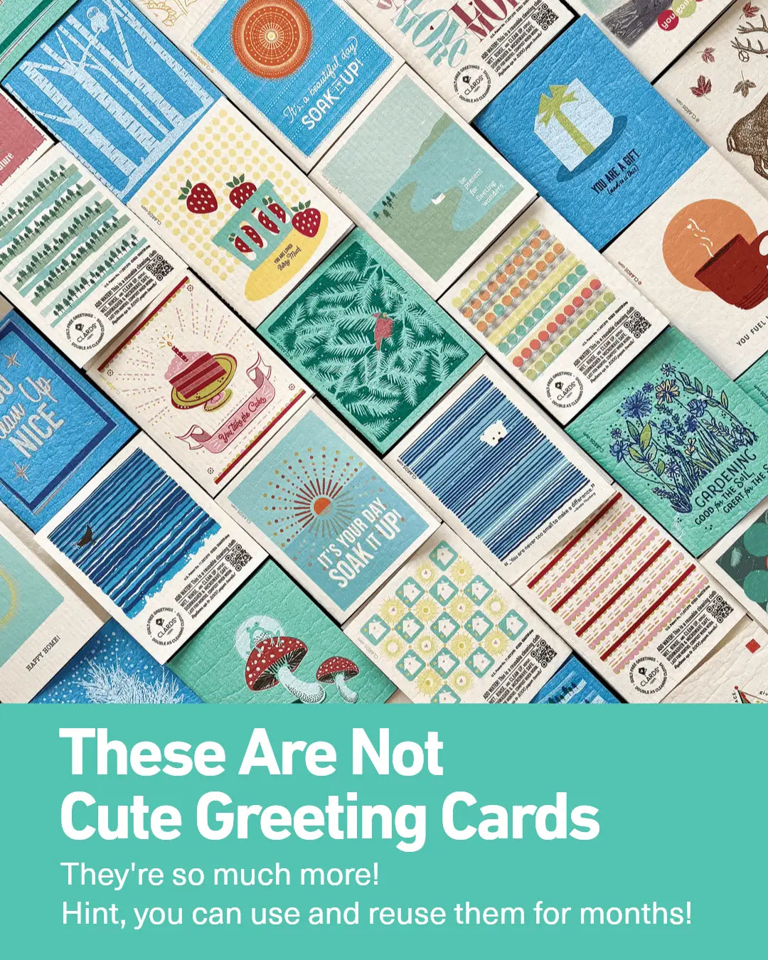 Colorful illustrated greeting cards made from wood cellulose featured in an article about billion greeting cards cleanup.