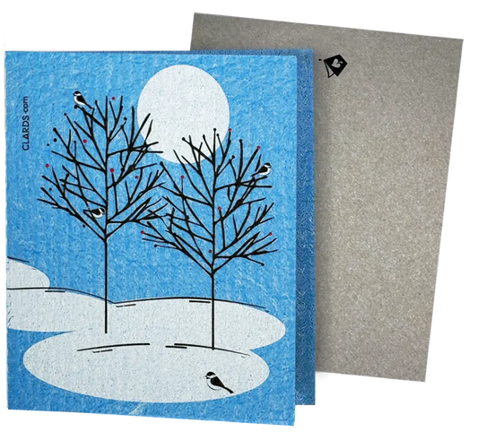 5 Chickadees Holiday Moon Greeting Turns Into a Cleaning