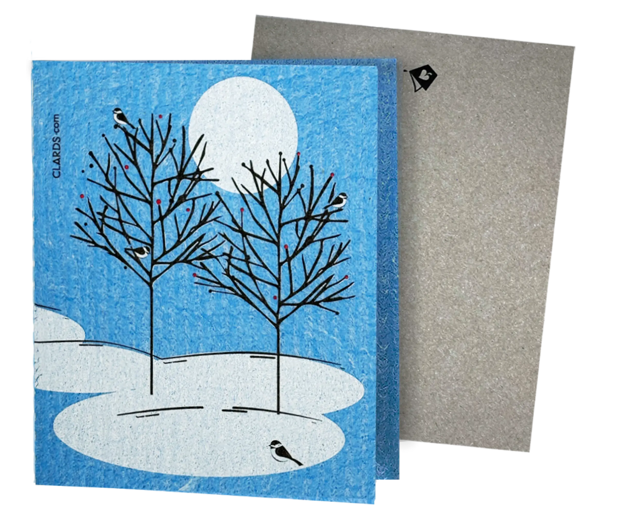 5 Chickadees Holiday Moon Greeting Turns Into a Cleaning