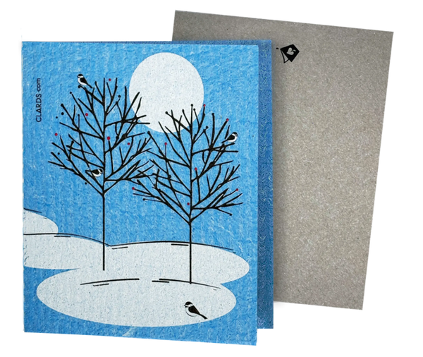 5 Chickadees Holiday Moon Greeting Turns Into a Cleaning