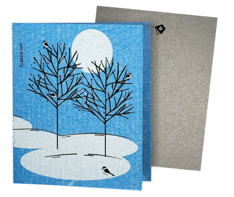 5 Chickadees Holiday Moon Greeting Turns Into a Cleaning