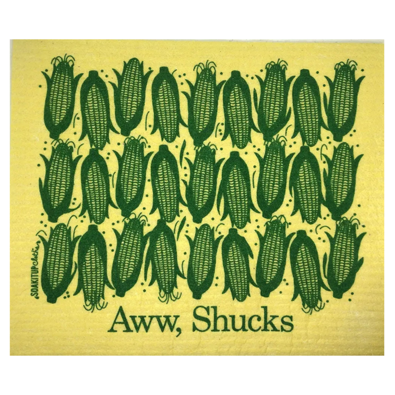 Aww Shucks yellow swedish dishcloth gift soakitup.shop