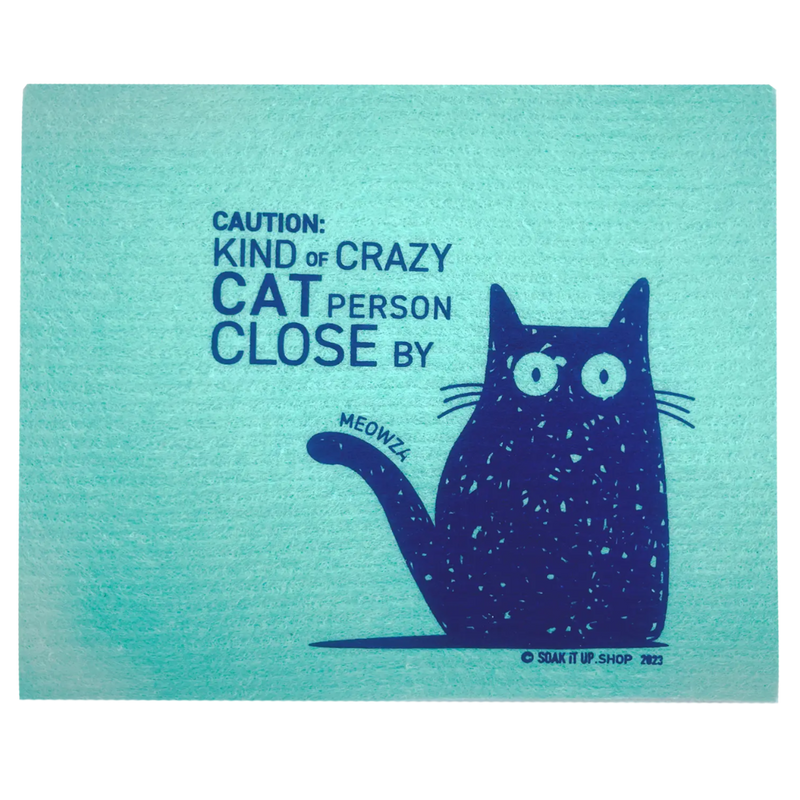 Caution: Kind of CRAZY CAT PERSON close by - green - Swedish