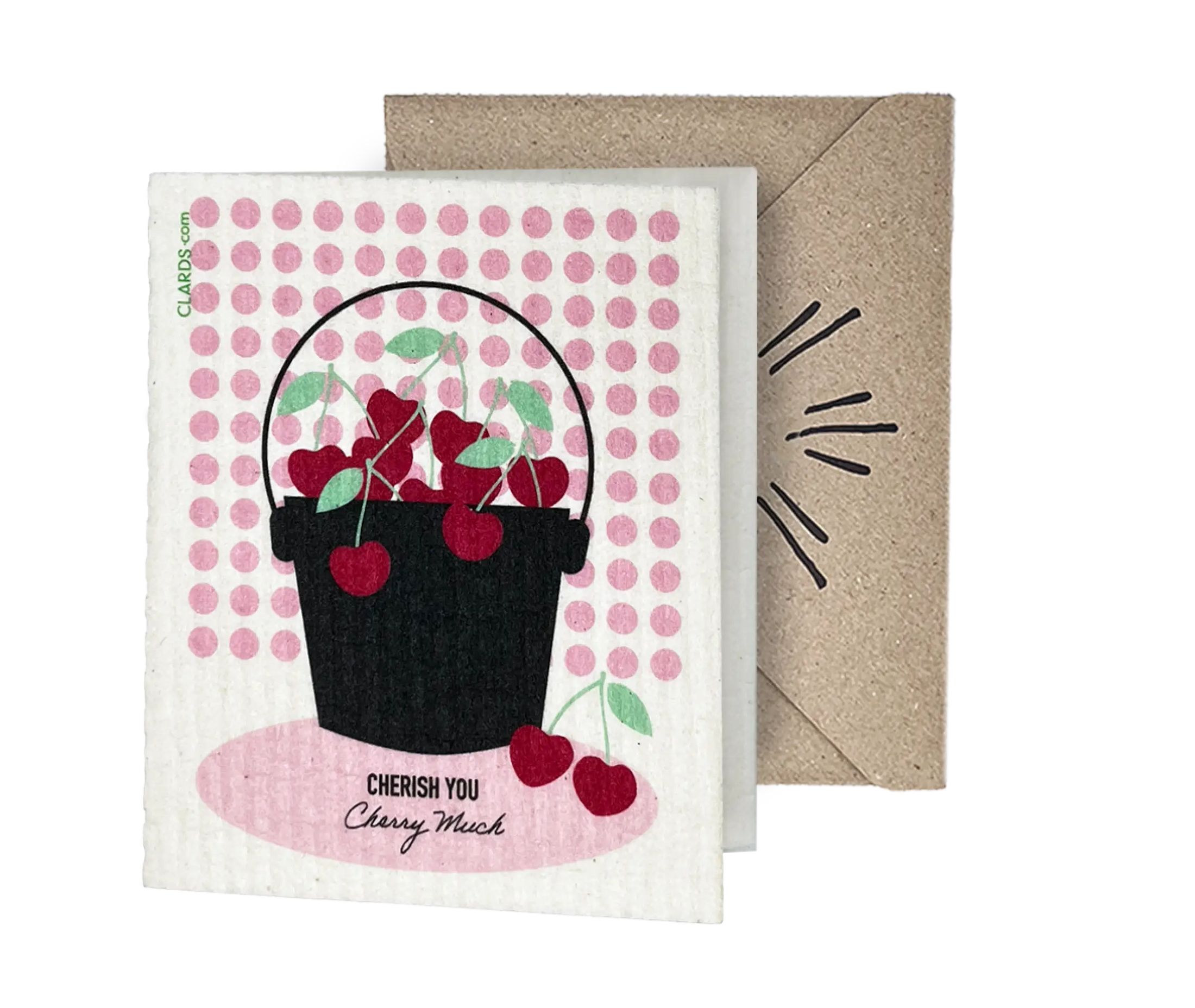 Cherish You Cherry Much 2-in-1 Greeting Clard® & Eco Cloth