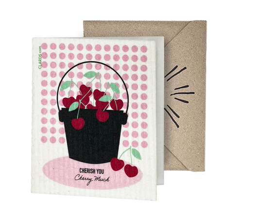 Cherish You Cherry Much Greeting Card Turns Swedish Sponge