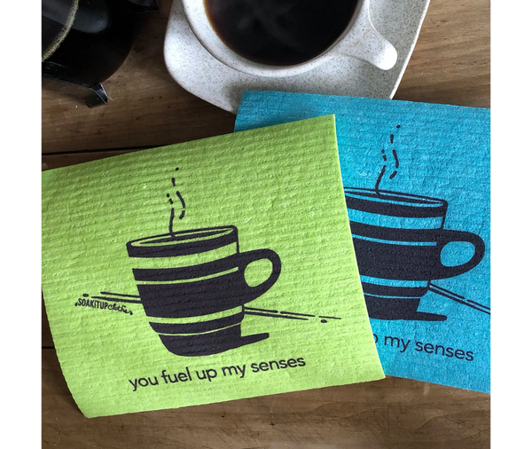 you fuel up my senses—coffee in apple - Swedish Dishcloths