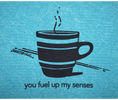 Load image into Gallery viewer, you fuel up my senses—coffee in teal - Swedish Dishcloths
