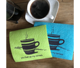 Load image into Gallery viewer, you fuel up my senses—coffee in teal - Swedish Dishcloths
