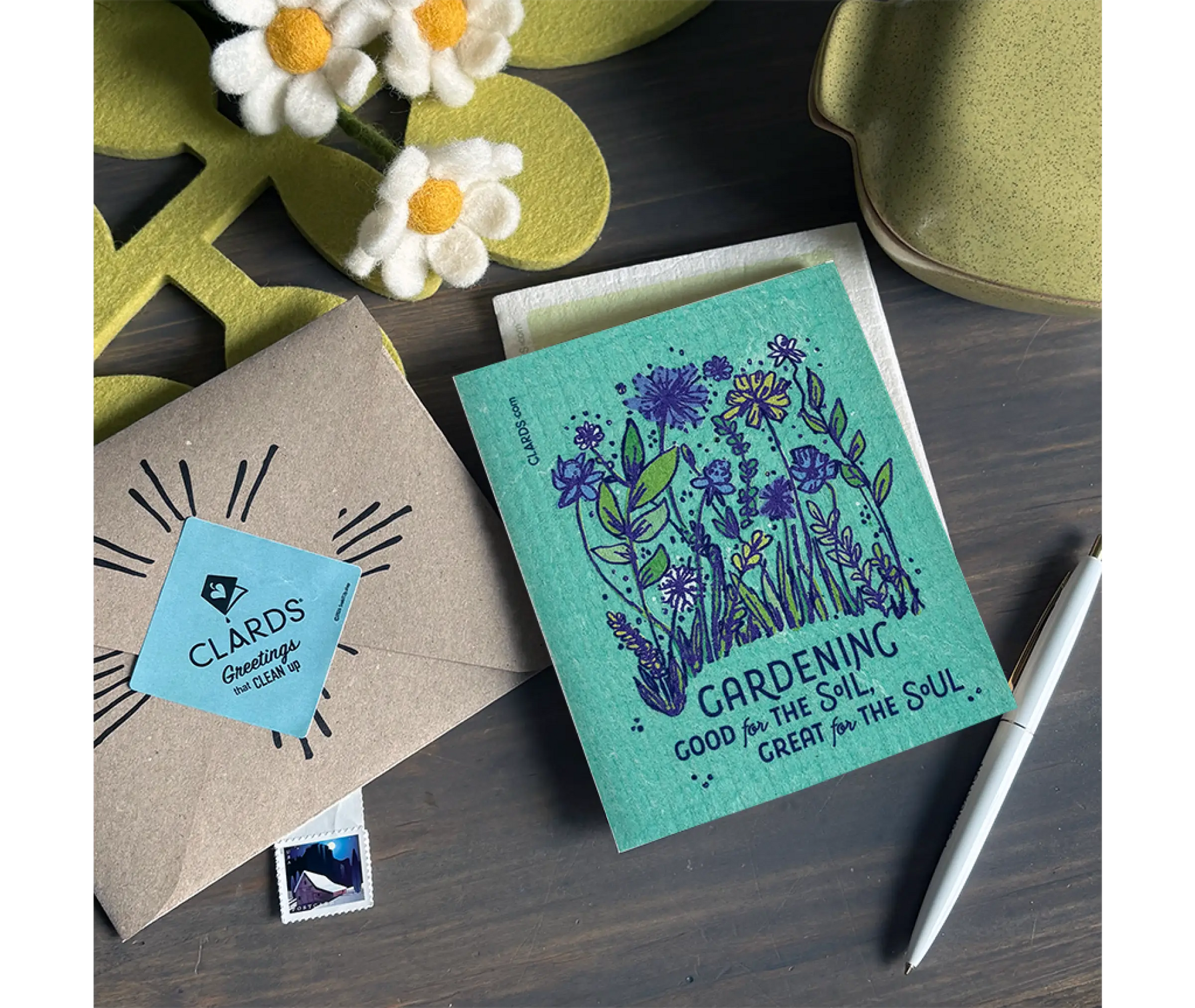 Fungi Frog –Greeting Card Turns to Swedish Sponge Cloth