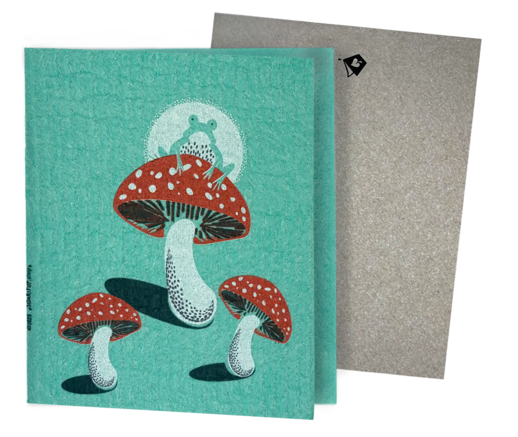 Fungi Frog –Greeting Card Turns to Swedish Sponge Cloth
