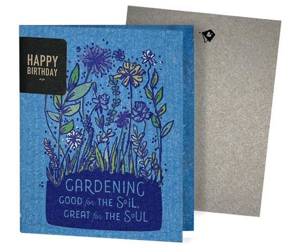 Greeting Clard Swedish dishcloth Gardening Good for the soil, great for the soul.