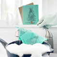 Load image into Gallery viewer, Mint green textured swedish sponge cloth with geometric tree and you are a gift text for reusable cleaning or holiday greeting

