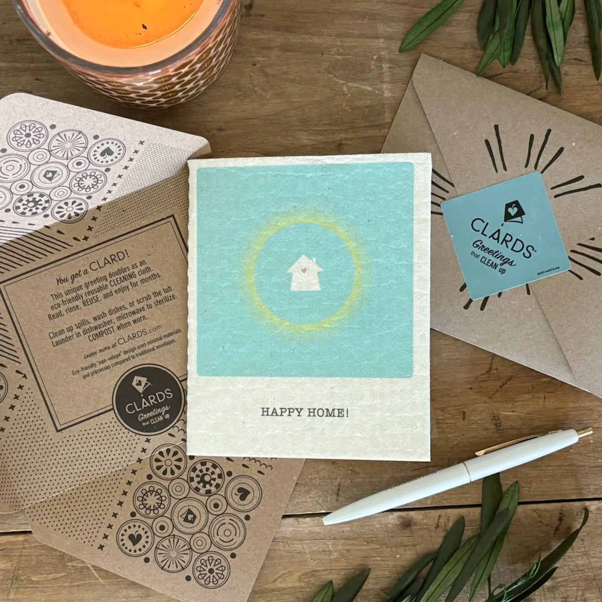 Clard Happy Home Patented Eco Greeting Turns Cleaning Cloths | Soak iT Up Clards