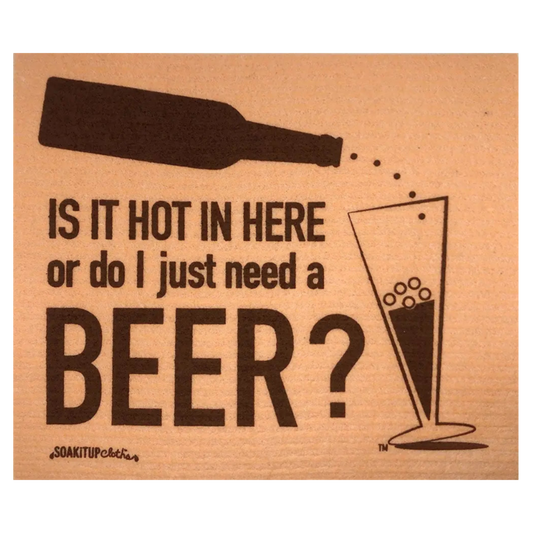 Is it hot in here or do I just need a BEER? Orange Swedish dishcloth  soakitup.shop