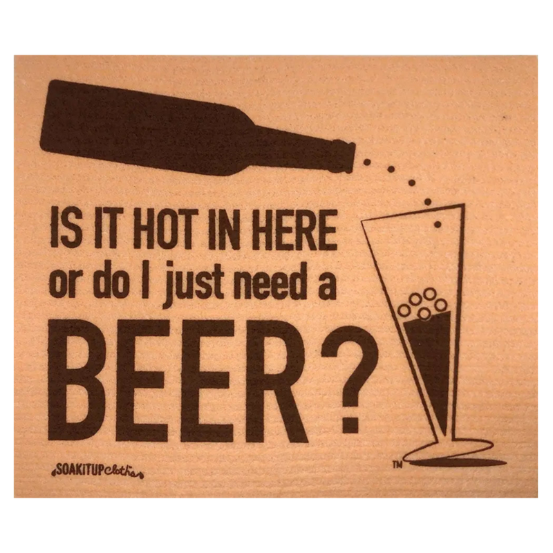 Is it hot in here or do I just need a BEER? Orange Swedish dishcloth  soakitup.shop