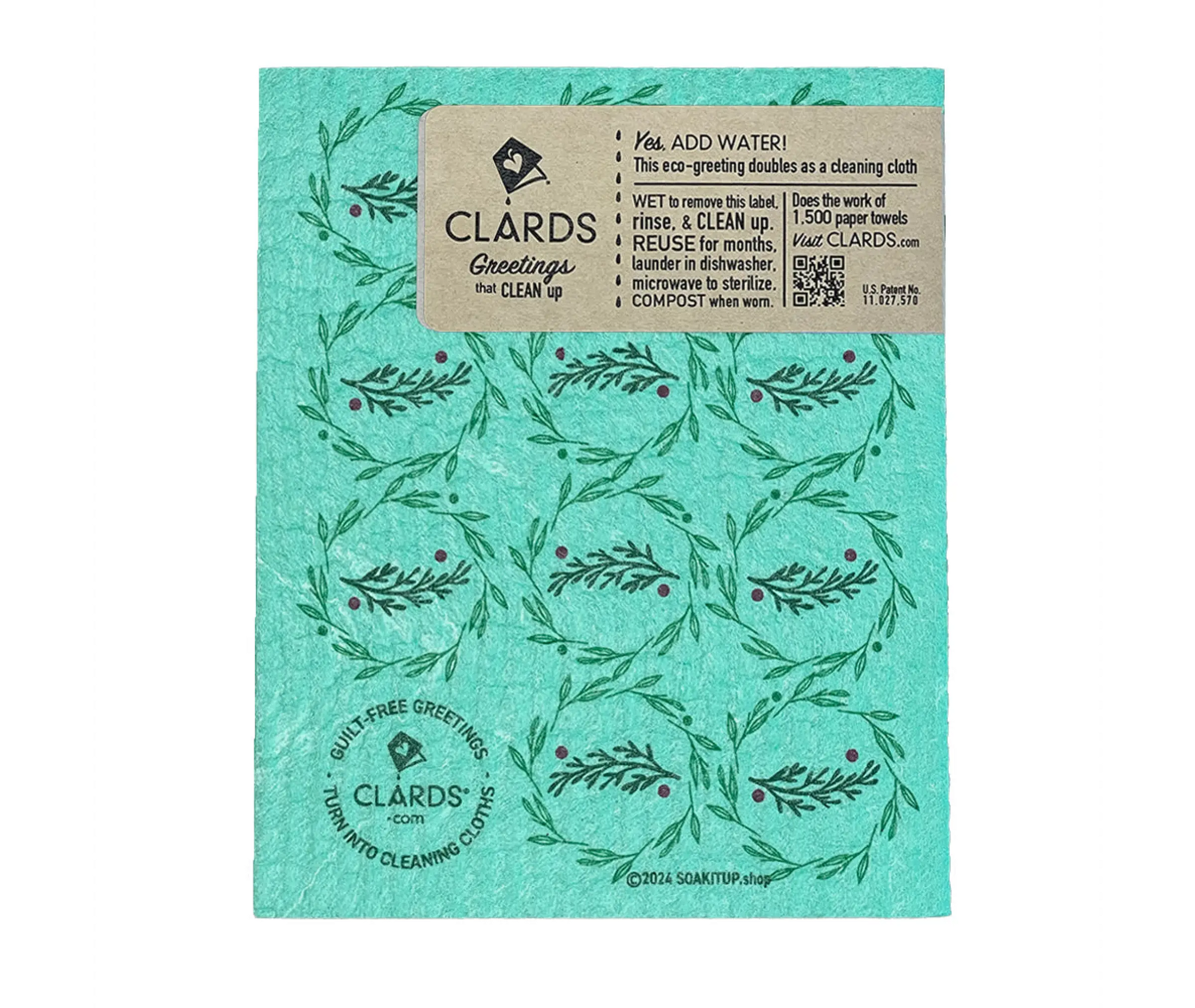 Joy Holiday Wreath Clard—Greetings that Clean Up - Eco