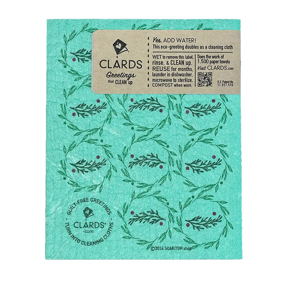 Clard Joy Holiday Wreath Clard—Greetings that Clean Up - Soak iT Up – Soak iT Up
