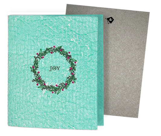 Joy Holiday Wreath Clard—Greetings that Clean Up - Eco