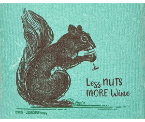 Less Nuts More Wine Squirrel Vintage Etching - Swedish