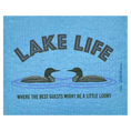 Load image into Gallery viewer, Blue Swedish dishcloth Loon LAKE LIFE Where the Best Guests Might Be a Little loony
