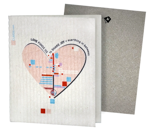 Love Finds Us –Greeting Card Turns Swedish Sponge Cloth