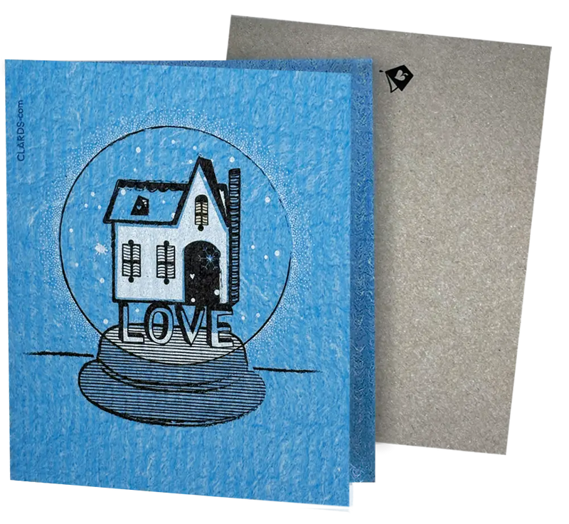 Love is the Foundation Snow Globe Greeting Turns Into cleaning cloths clards.com