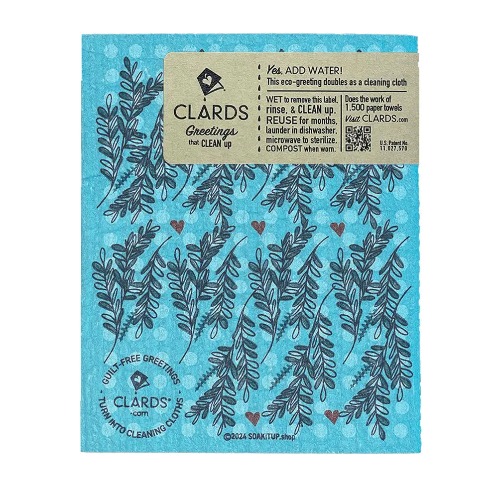 Back of love and Light Hanukkah Menorah Clard—greeting that turn into reusable cleaning cloths