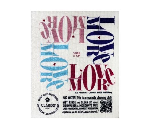 Love More –Greeting Card Turns Swedish Sponge Cloth | Soak