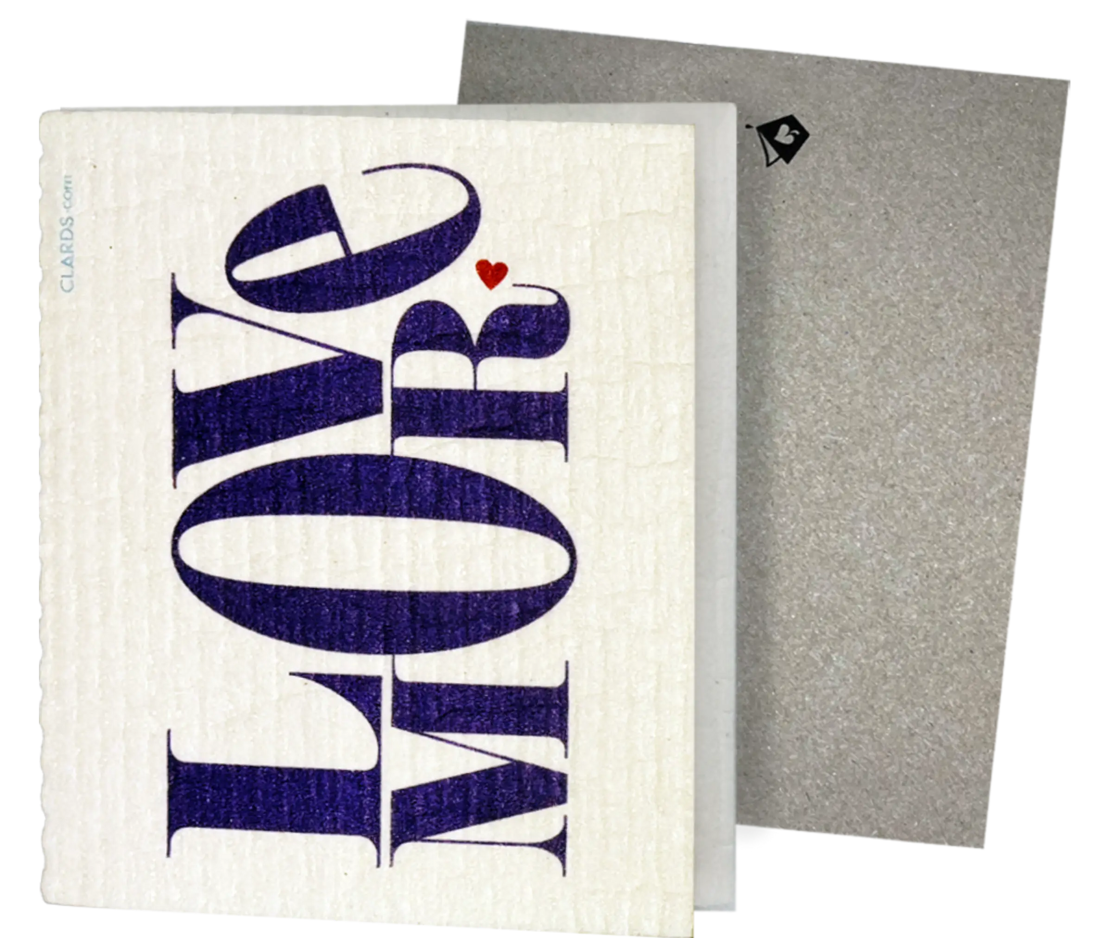 Greeting Clard sponge with Love More text greeting that cleans up
