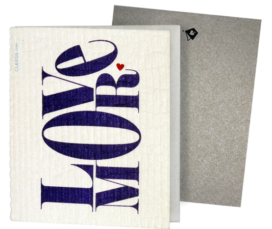 Greeting Clard sponge with Love More text greeting that cleans up