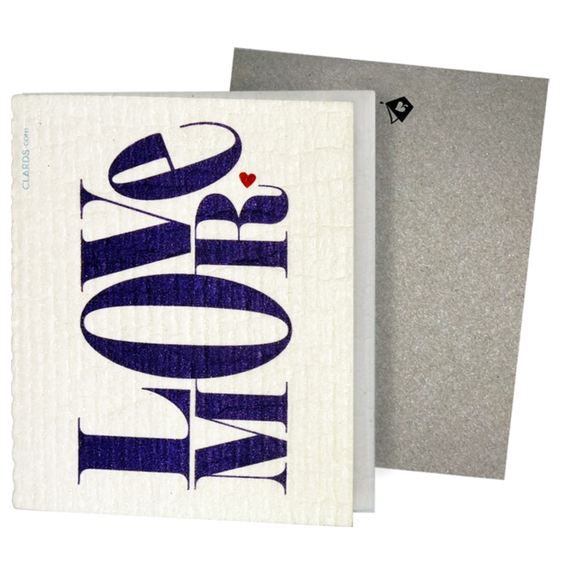 Greeting Clard sponge with Love More text greeting that cleans up