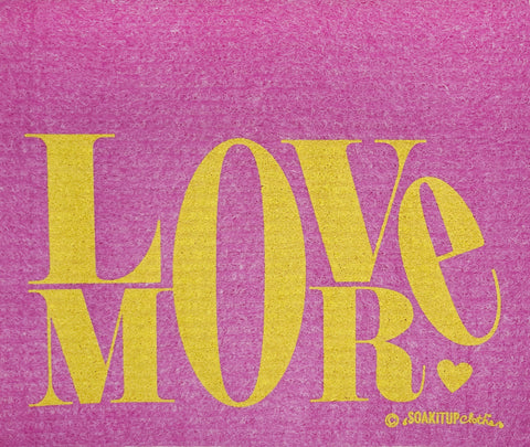 Love More with heart - pink - Swedish Dishcloths