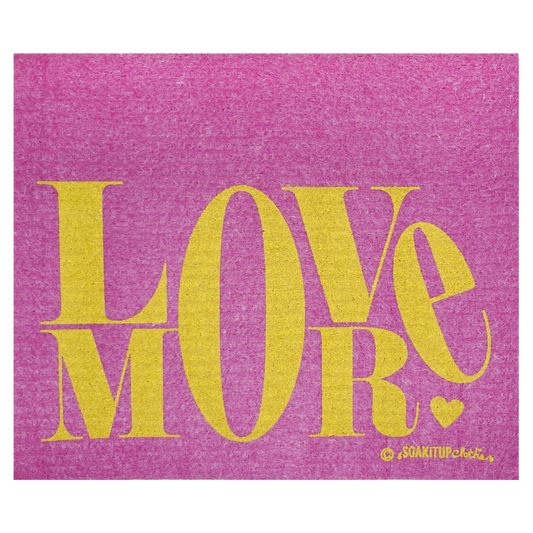 Love More with heart - pink - Swedish Dishcloths Soakitup.shop