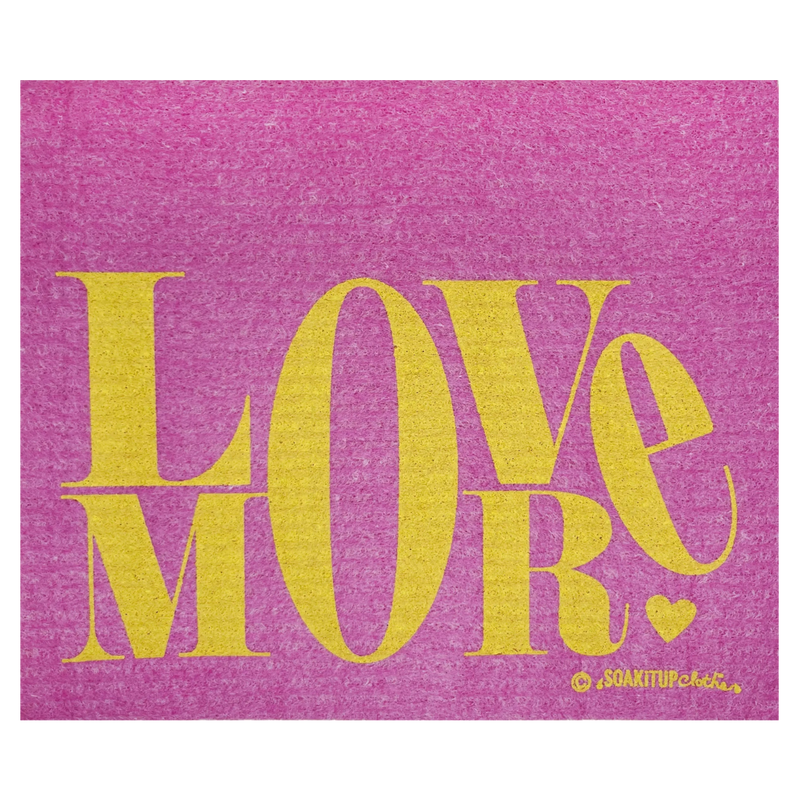 Love More with heart - pink - Swedish Dishcloths Soakitup.shop