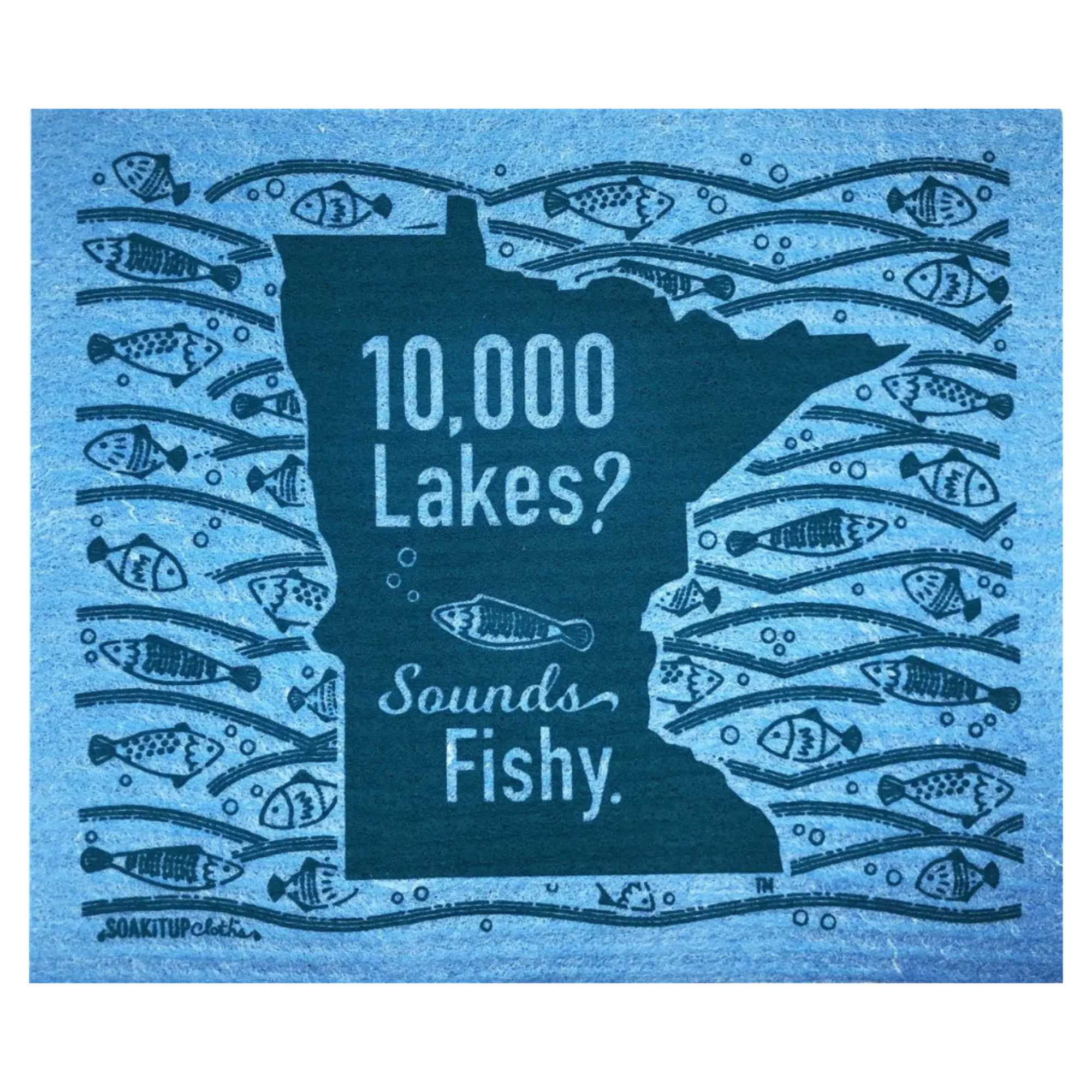 Minnesota 10,000 Lakes? Sounds Fishy. Soak iT Up Swedish dishcloth Minnesota gift soakitup.shop