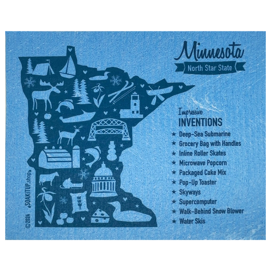 Minnesota Impressive Inventions Map - Swedish Dishcloths Soakitup.shop