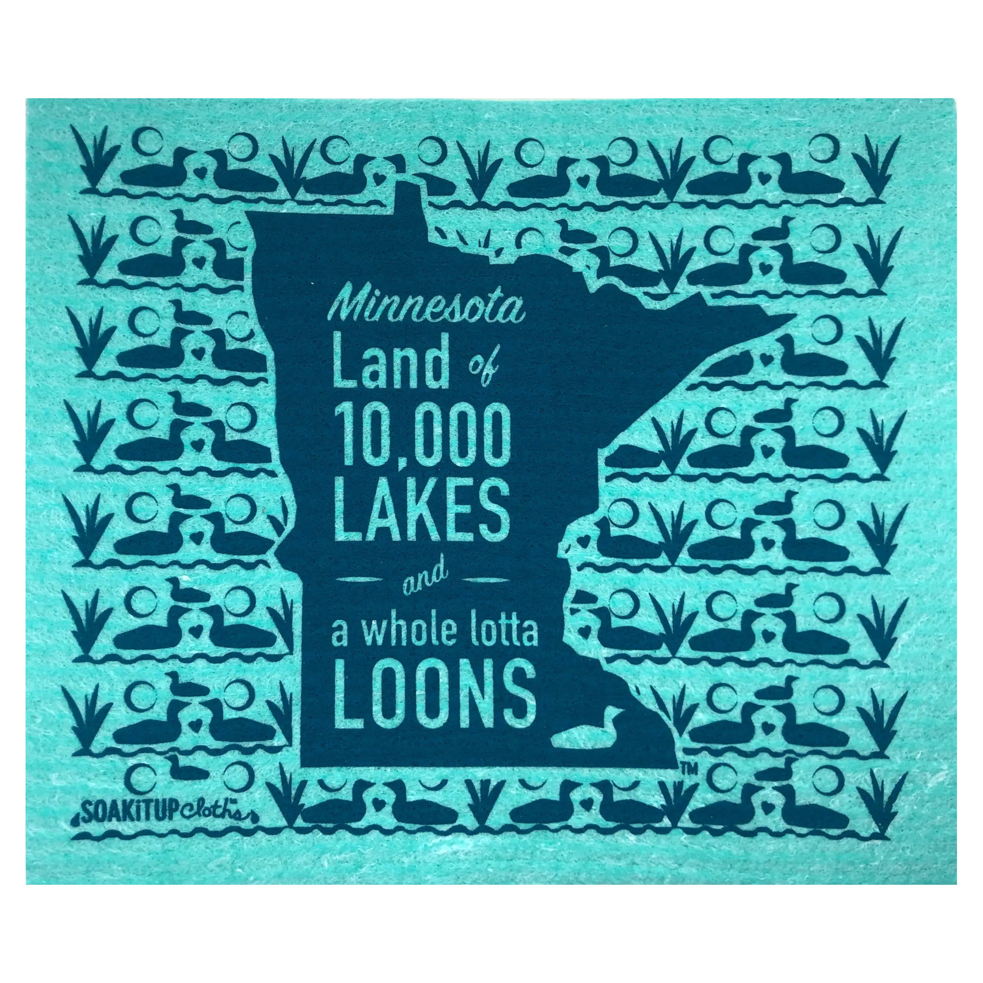 Minnesota Land of 10,000 Lakes and a Whole Lotta Loons -Swedish dishcloth Soakitup.shop