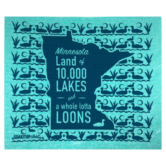 Minnesota Land of 10,000 Lakes and a Whole Lotta Loons -Swedish dishcloth Soakitup.shop