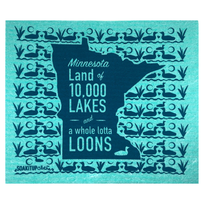 Minnesota Land of 10,000 Lakes and a Whole Lotta Loons -Swedish dishcloth Soakitup.shop
